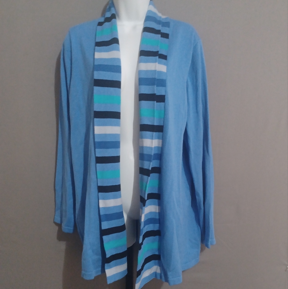 Bob Makie wearable art cardigan blue NWT sz L Casual Artsy Work